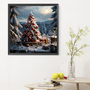 Christmas Tree In Winter Snow 30*30CM(Canvas) Full Round Drill Diamond Painting