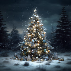 Christmas Tree In Winter Snow 30*30CM(Canvas) Full Round Drill Diamond Painting