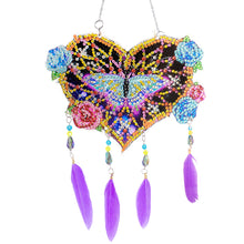 Load image into Gallery viewer, Feather Wind Chime Diamond Painting Hanging Pendant for Wall Decor (Love Flower)
