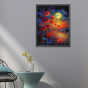 Flowers Under The Moon 40*50CM(Canvas) Full Round Drill Diamond Painting