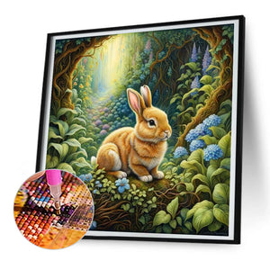 Little Rabbit In The Forest 30*30CM(Canvas) Full Round Drill Diamond Painting