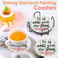 Load image into Gallery viewer, 8 PCS Acrylic DIY Diamond Painting Art Coaster Kit with Holder (Love and Faith)
