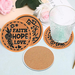 8 PCS Acrylic DIY Diamond Painting Art Coaster Kit with Holder (Love and Home)