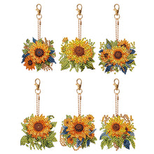 Load image into Gallery viewer, 6 PCS Double Sided Diamond Painting Art Keychain Full Drill Keyring (Sunflower)
