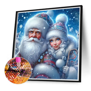 Santa Claus And Snow Girl 40*40CM(Canvas) Full Round Drill Diamond Painting