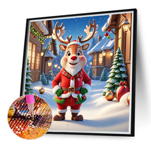 Christmas Reindeer 40*40CM(Canvas) Full Round Drill Diamond Painting