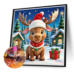 Christmas Calf 40*40CM(Canvas) Full Round Drill Diamond Painting