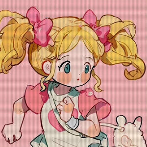 Blonde Cartoon Girl (50*50CM) 9CT Stamped Cross Stitch