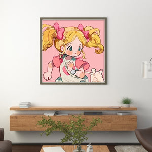 Blonde Cartoon Girl (50*50CM) 9CT Stamped Cross Stitch