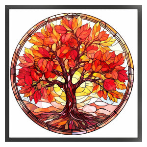 Glass Painting-Maple Tree (40*40CM) 14CT Stamped Cross Stitch