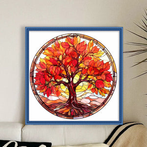 Glass Painting-Maple Tree (40*40CM) 14CT Stamped Cross Stitch