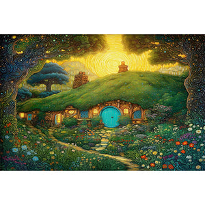 Forest Cabin 45*30CM(Canvas) Full Round Drill Diamond Painting