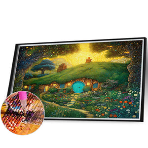 Forest Cabin 45*30CM(Canvas) Full Round Drill Diamond Painting