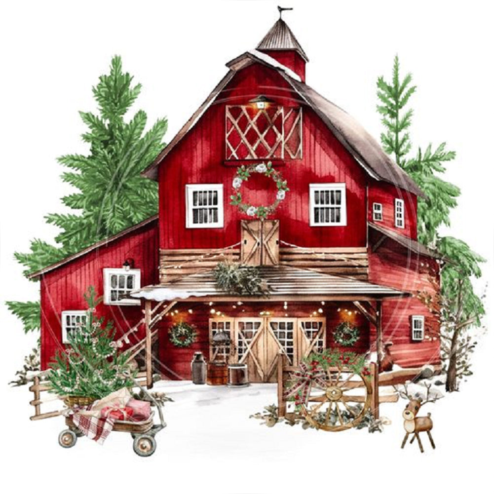 Christmas House 30*30CM(Canvas) Full Round Drill Diamond Painting