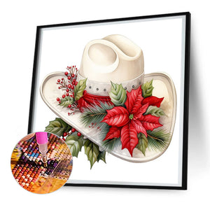 Christmas Cowboy Hat 30*30CM(Canvas) Full Round Drill Diamond Painting