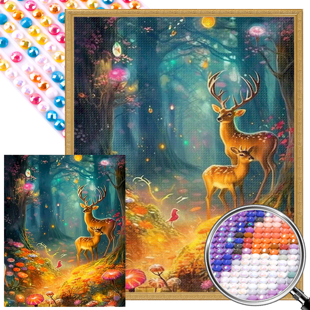 Little Deer And Dream Forest 40*50CM(Picture) Full AB Round Drill Diamond Painting