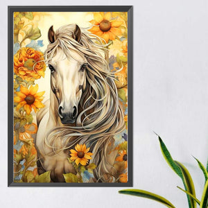 Sunflower Horse 40*60CM(Picture) Full AB Round Drill Diamond Painting