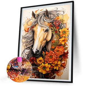 Sunflower Horse 40*60CM(Picture) Full AB Round Drill Diamond Painting