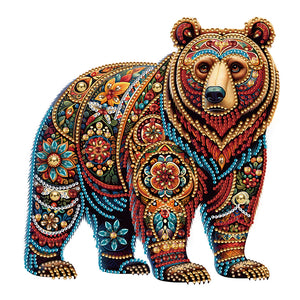 Gorgeous Bear 30*30CM(Canvas) Partial Special Shaped Drill Diamond Painting