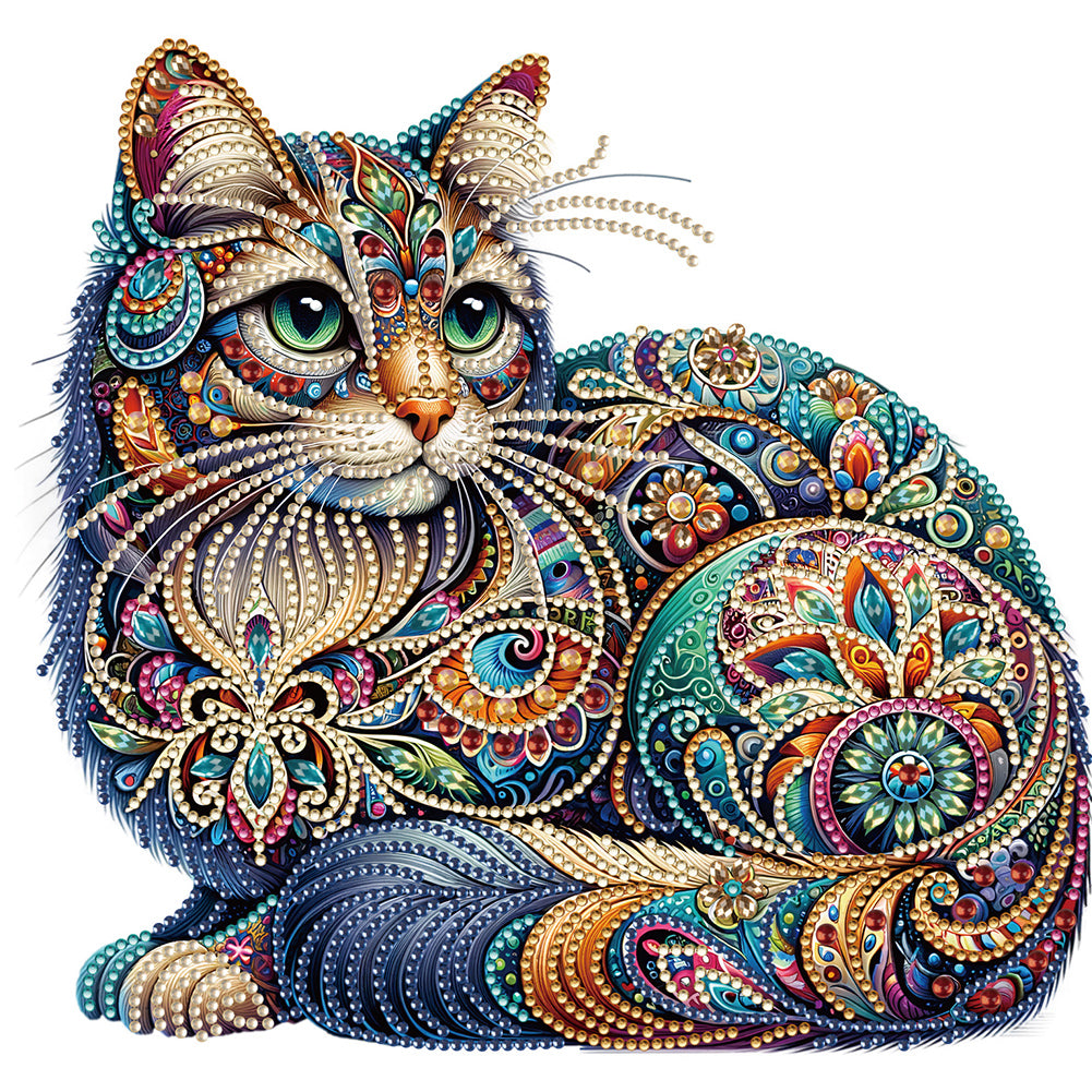 Gorgeous Cat 30*30CM(Canvas) Partial Special Shaped Drill Diamond Painting