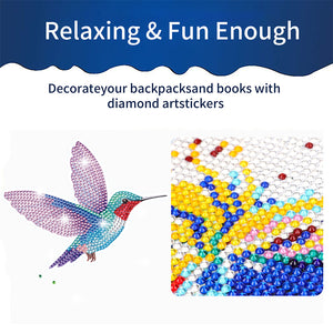 6 PCS Christmas Diamonds Painting Stickers Kit for Boy Girls Gift (Hummingbird)