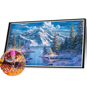 Snow Mountain Scenery 40*30CM(Canvas) Full Square Drill Diamond Painting