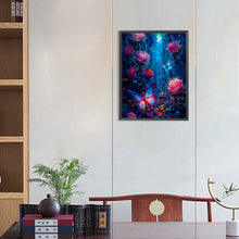 Load image into Gallery viewer, Luminous Rose Forest With Butterflies 35*45CM(Canvas) Full Round Drill Diamond Painting
