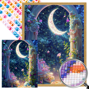 Flower Moonlight 30*40CM(Picture) Full AB Round Drill Diamond Painting