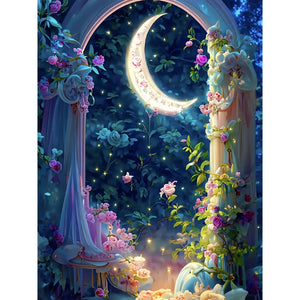 Flower Moonlight 30*40CM(Picture) Full AB Round Drill Diamond Painting