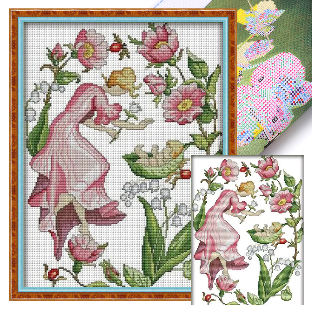 Joy Sunday February Flower Fairy (31*40CM) 14CT Stamped Cross Stitch