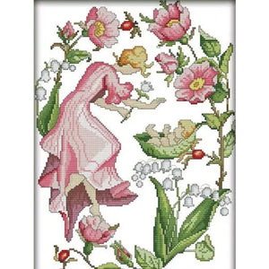 Joy Sunday February Flower Fairy (31*40CM) 14CT Stamped Cross Stitch