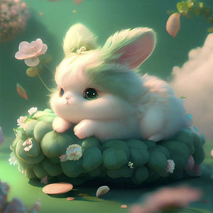 Green Bunny 30*30CM(Canvas) Full Round Drill Diamond Painting