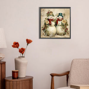 Christmas Snowman 30X30CM(Canvas) Full Round Drill Diamond Painting