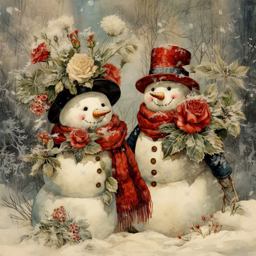 Christmas Snowman 30X30CM(Canvas) Full Round Drill Diamond Painting