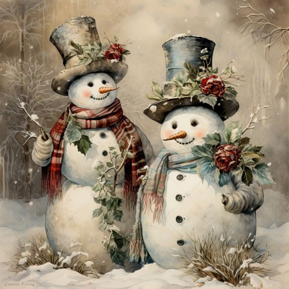 Christmas Snowman 30X30CM(Canvas) Full Round Drill Diamond Painting