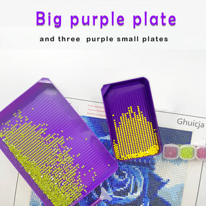 3 Set Large Diamond Art Painting Bead Sorting Trays for DIY Art Craft (Purple)