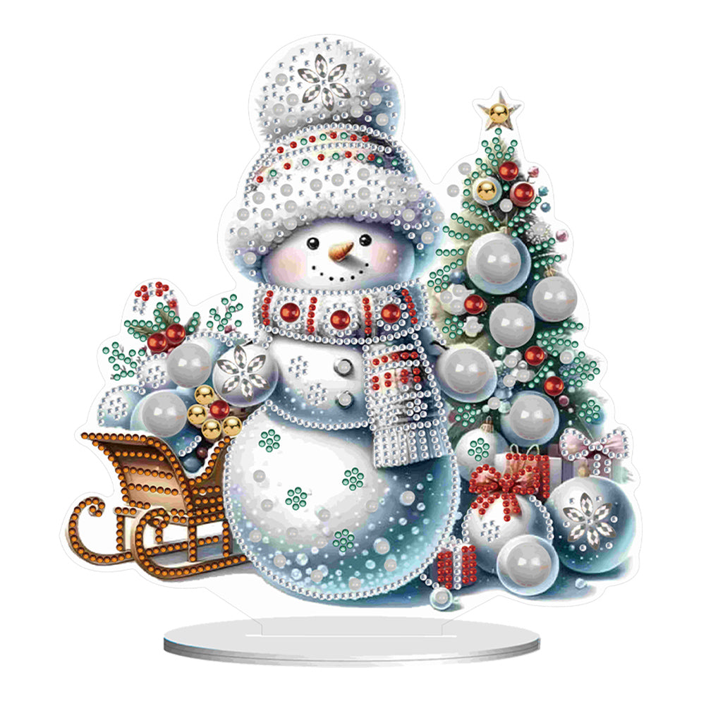 Christmas Acrylic Winter Snowman Diamond Painting Desktop Decor for Office Decor