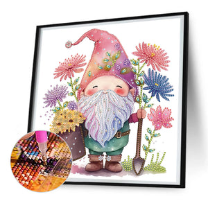 Gnome And Flower Powder 30X30CM(Canvas) Partial Special Shaped Drill Diamond Painting