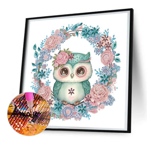 Garland Owl 30X30CM(Canvas) Partial Special Shaped Drill Diamond Painting