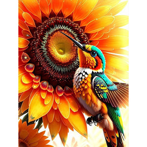 Sunflowers And Hummingbirds 30X40CM(Canvas) Full Round Drill Diamond Painting