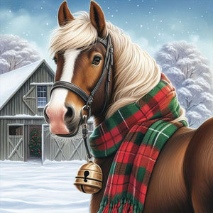 Horses In Snow Scene 30*30CM(Canvas) Full Round Drill Diamond Painting
