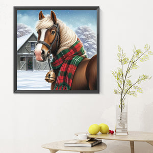 Horses In Snow Scene 30*30CM(Canvas) Full Round Drill Diamond Painting