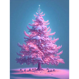 Purple Light Christmas Tree 30*40CM(Canvas) Full Round Drill Diamond Painting