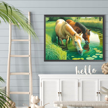 Load image into Gallery viewer, Drinking Water For Horses 40*30CM(Canvas) Full Round Drill Diamond Painting
