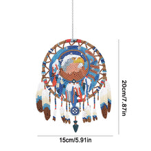 Load image into Gallery viewer, Single-Sided Round Diamond Painting Hanging Pendant 15x20cm (Eagle Dreamcatcher)
