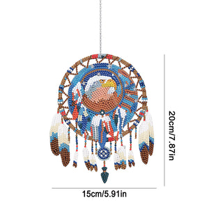 Single-Sided Round Diamond Painting Hanging Pendant 15x20cm (Eagle Dreamcatcher)