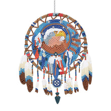 Load image into Gallery viewer, Single-Sided Round Diamond Painting Hanging Pendant 15x20cm (Eagle Dreamcatcher)
