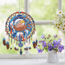 Load image into Gallery viewer, Single-Sided Round Diamond Painting Hanging Pendant 15x20cm (Eagle Dreamcatcher)
