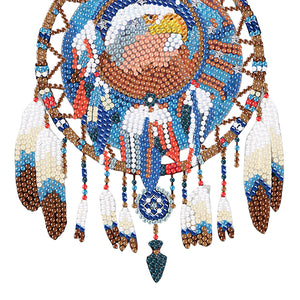 Single-Sided Round Diamond Painting Hanging Pendant 15x20cm (Eagle Dreamcatcher)