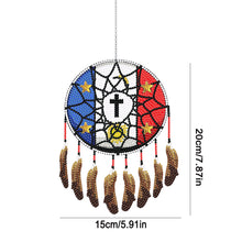 Load image into Gallery viewer, Single-Sided Round Diamond Painting Hanging Pendant 15x20cm (Flag Dreamcatcher)
